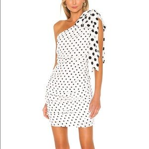 One shoulder polka dot dress